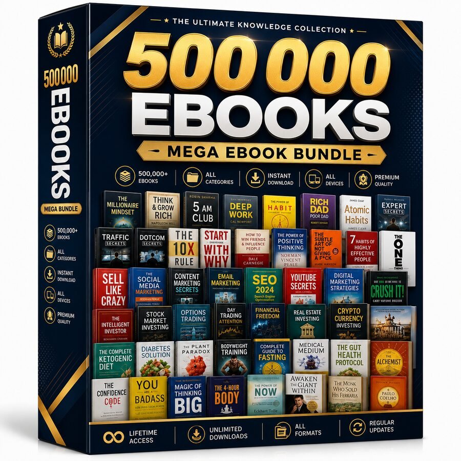 500,000 eBooks mega bundle box with hundreds of book covers